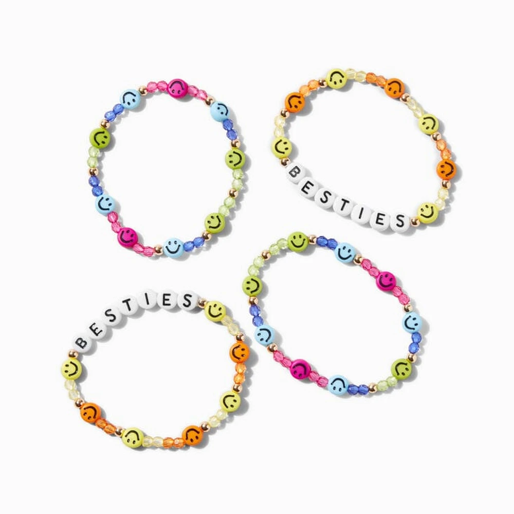 Best Friends Happy Face Beaded Stretch Bracelets - 2 Pack