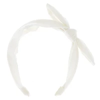 White Solid Knotted Bow Headband