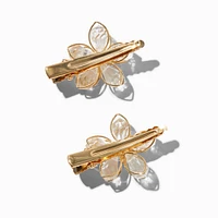 Claire's Club Gem Flower Gold-tone Hair Clips - 2 Pack