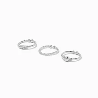 Silver Twisted Faux Nose Rings - 3 Pack