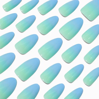 Blue Ombré Long Almond Vegan Faux Nail Set - 24 Pack