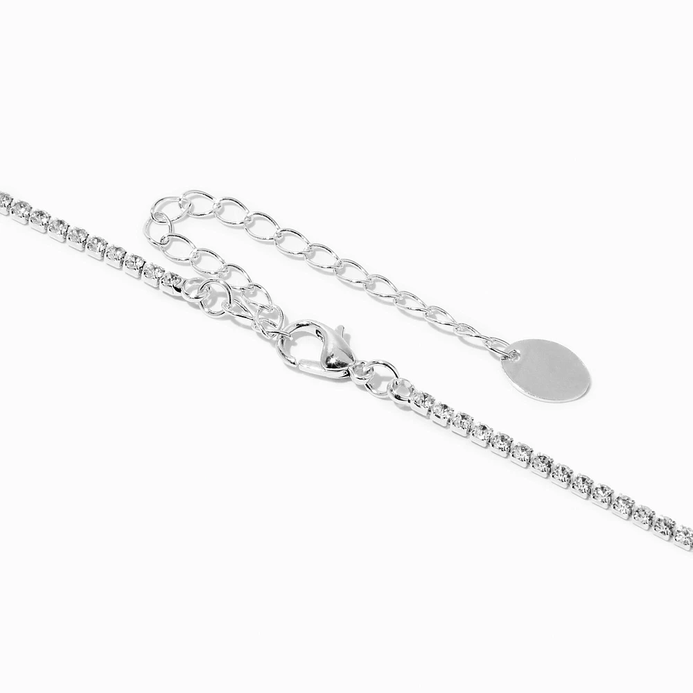 Silver Crystal Mini Drip Choker & Drop Earrings Set - 2 Pack