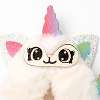 Medium White Furry Caticorn Hair Scrunchie