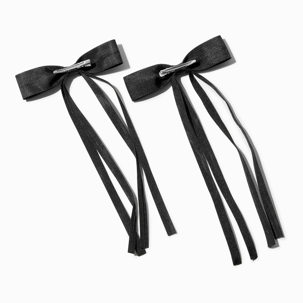 Grosgrain Ribbon Long Tail Hair Bow Clips