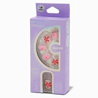 Monochrome Pink Daisy Squoval Vegan Faux Nail Set - 24 Pack