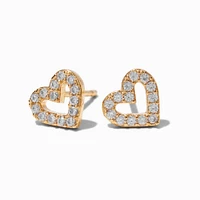 C LUXE by Claire's 18k Yellow Gold Plated Cubic Zirconia Pavé Open Heart Stud Earrings