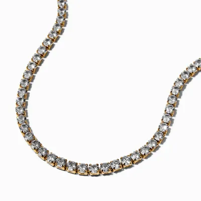 Gold-tone Stainless Steel Cubic Zirconia Cup Chain Necklace