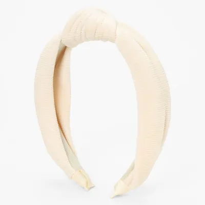 Knotted Ribbed Knit Headband - Ivory