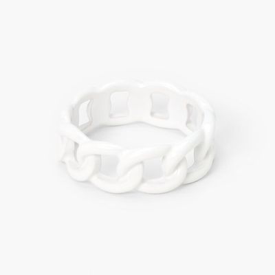 White Woven Chainlink Enamel Ring
