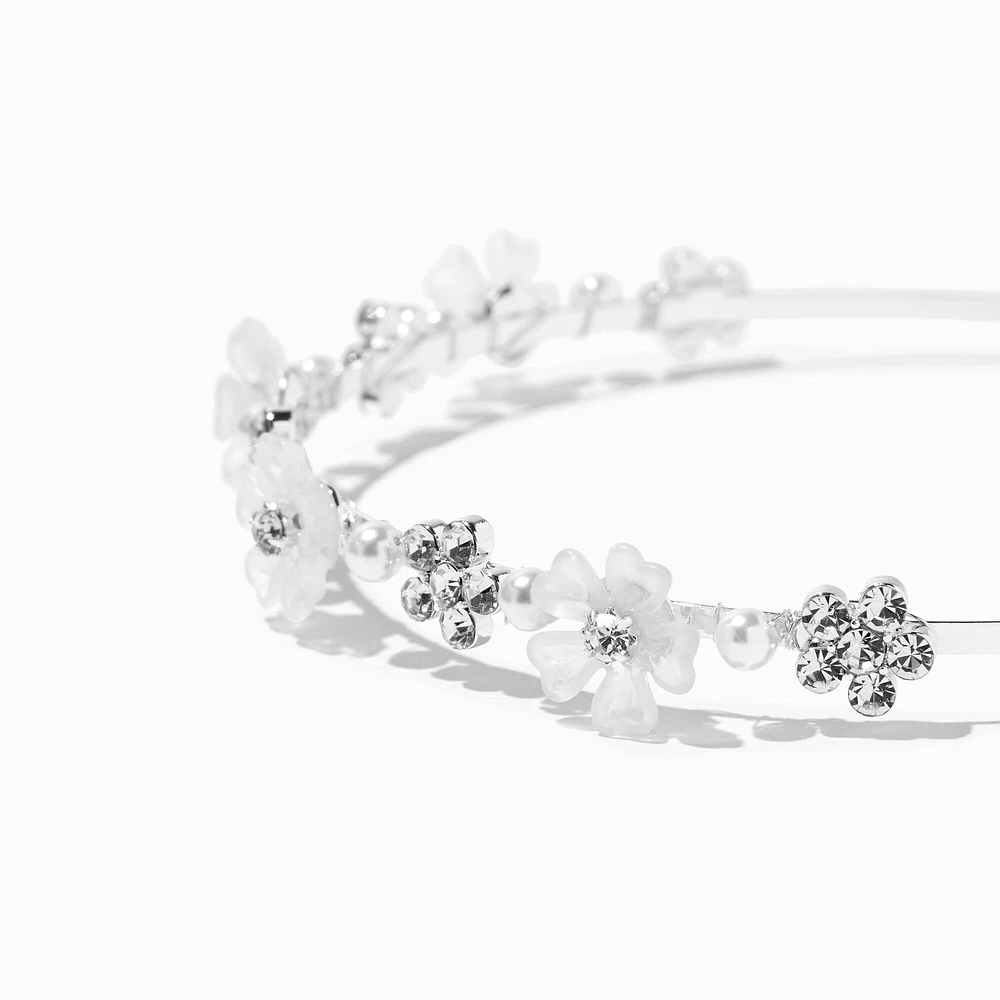 Silver Frosted Flower Headband