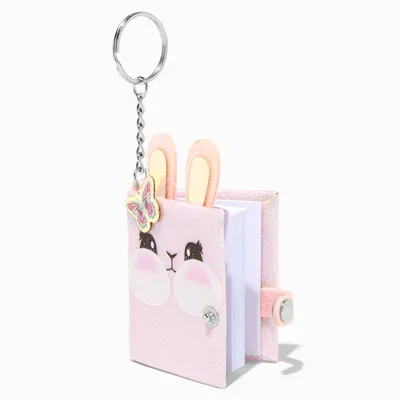 Glitter Butterfly Bunny Mini Diary Keychain