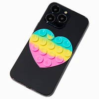 Striped Heart Silicone Suction Phone Case Adhesive Mount