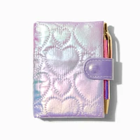 Purple Quilted Heart Mini Journal Notebook