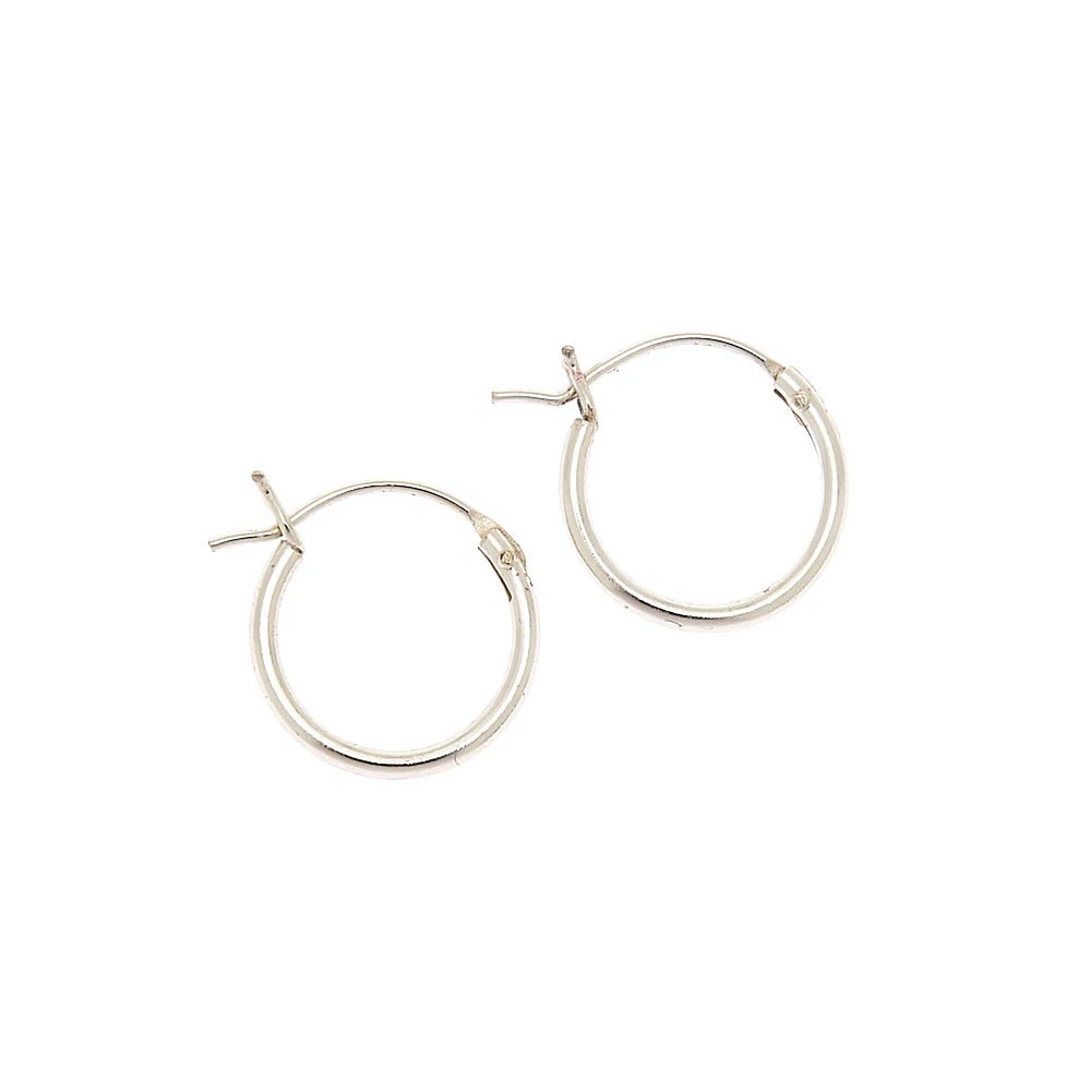 C LUXE by Claire's Sterling Silver 12MM Hinge Hoop Earrings