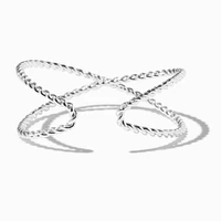 Silver-tone Twisted Rope X Cuff Bracelet