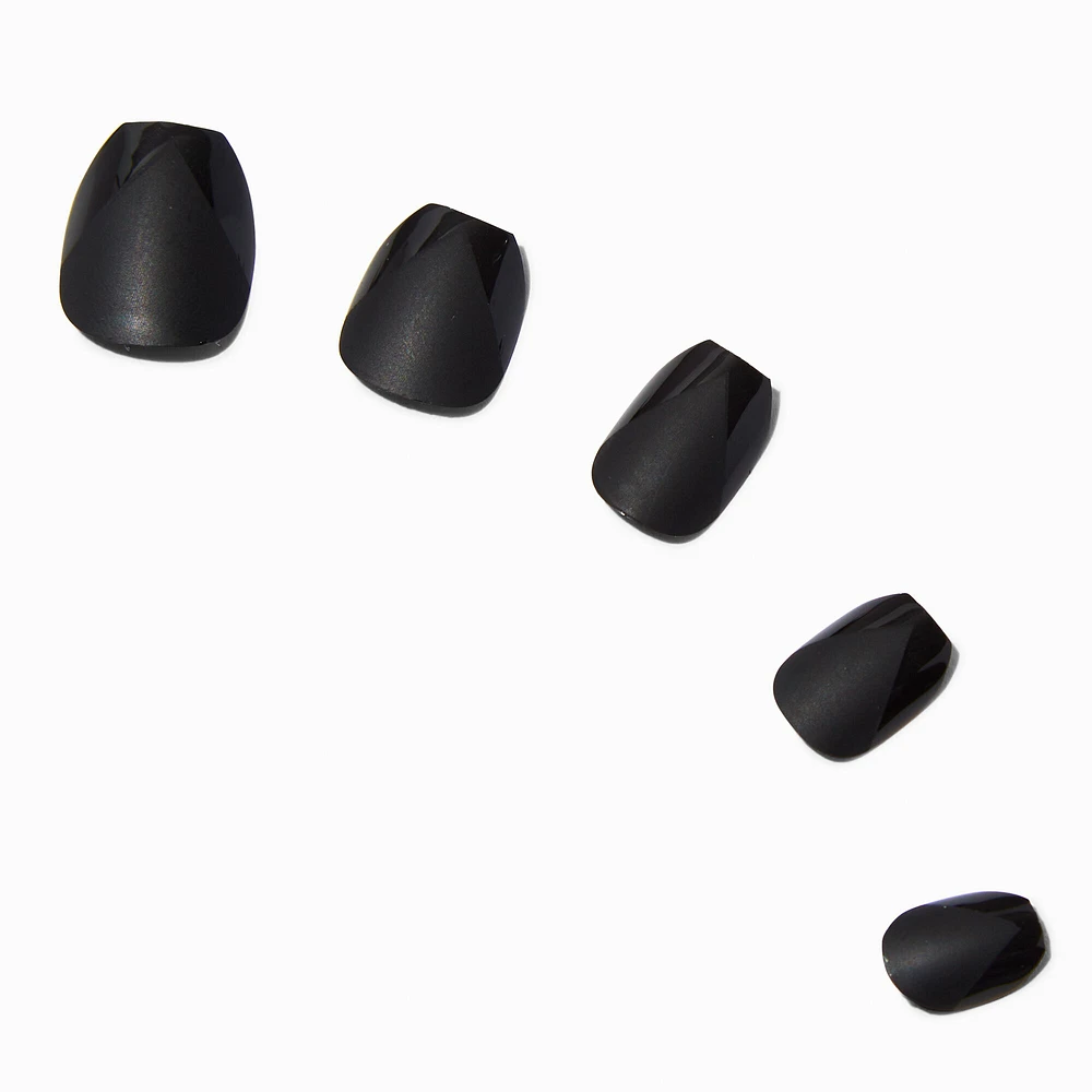 Black Matte Coffin Press On Vegan Faux Nail Set - 24 Pack