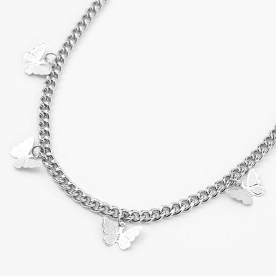 Silver Butterfly Charm Chain Necklace