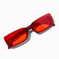 Translucent Red Rectangular Frame Sunglasses