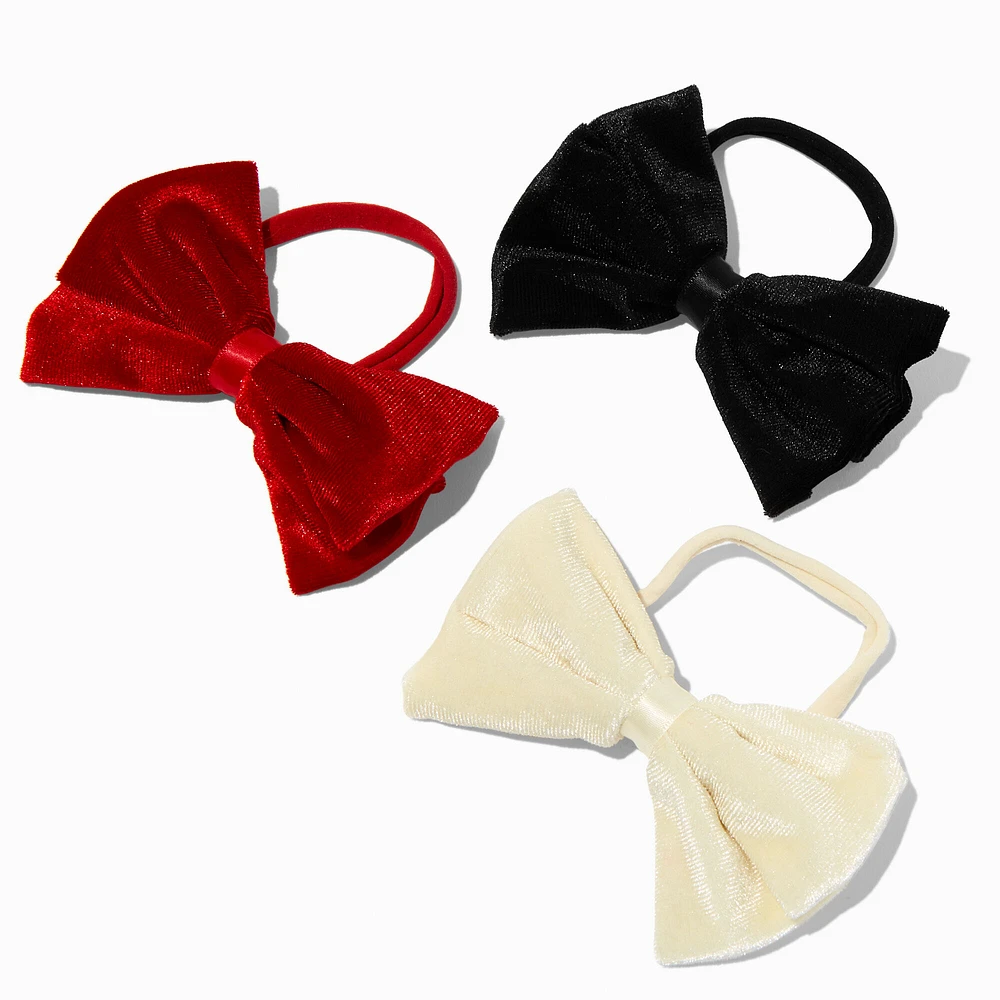 Claire's Club Holiday Velvet Bow Hair Ties - 3 Pack