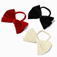 Claire's Club Holiday Velvet Bow Hair Ties - 3 Pack