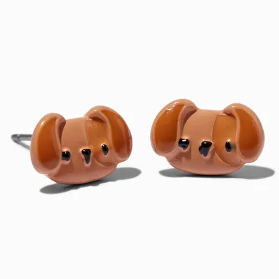 Brown Puppy Dog Stud Earrings