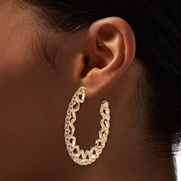 Gold-tone Big Heart Print Hoop Earrings