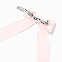 Light Pink Satin Long Tail Hair Bow Clip