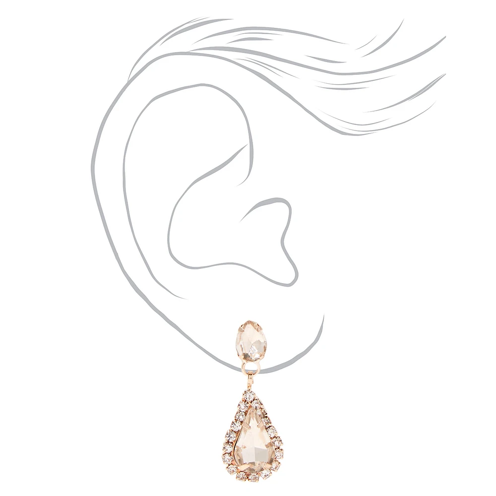 Rose Gold Crystal Teardrop V-Neck Jewelry Set - 2 Pack