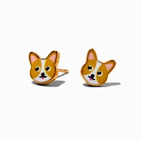 C LUXE by Claire's 18kt Gold Plated Corgi Stud Earrings