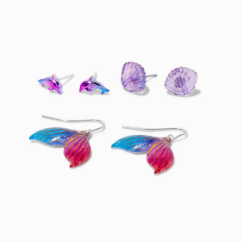 Anodized Mermaid Earrings Set - 3 Pack