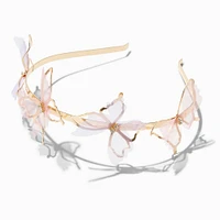 Gold Organza Butterfly Metal Headband