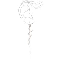 Silver 3" Crystal Snake Linear Drop Earrings