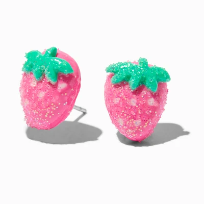 Glitter Strawberry Stud Earrings