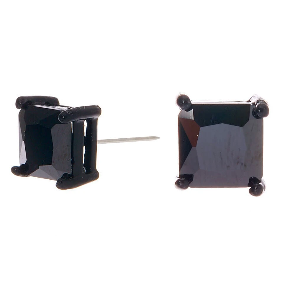 Black Cubic Zirconia 7MM Square Stud Earrings