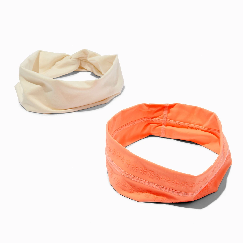 White & Coral Athletic Headwraps - 2 Pack