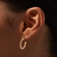 Gold-tone Heart Print Hoop Earrings