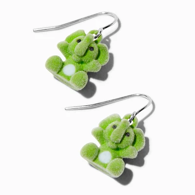 Fuzzy Green Elephant 1" Drop Earrings