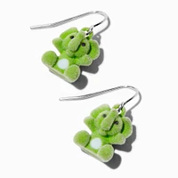 Fuzzy Green Elephant 1" Drop Earrings