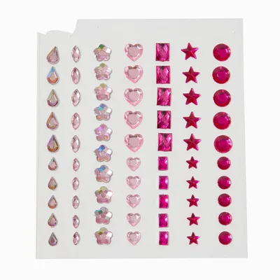 Pink Assorted Crystal Hair Gems - 70 Pack