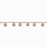 Gold-tone Textured Coin Chain Bracelet
