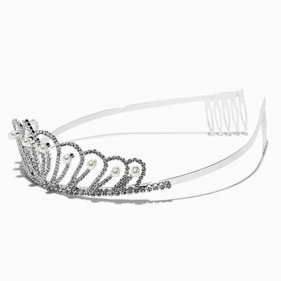 Silver-tone Pearl Rhinestone Dragonfly Tiara