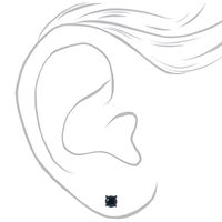 Black Cubic Zirconia Round Stud Earrings - 5MM