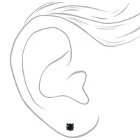 Black Cubic Zirconia Round Stud Earrings - 5MM