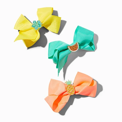 Claire's Club Summer Fruit Ribbon Loopy Hair Bow Clips - 3 Pack
