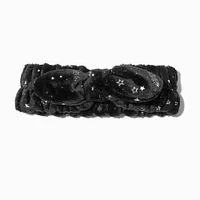 Silver Star Black Furry Makeup Bow Headwrap