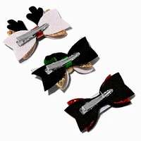 Santa Claus, Reindeer & Elf Glitter Hair Clips - 3 Pack