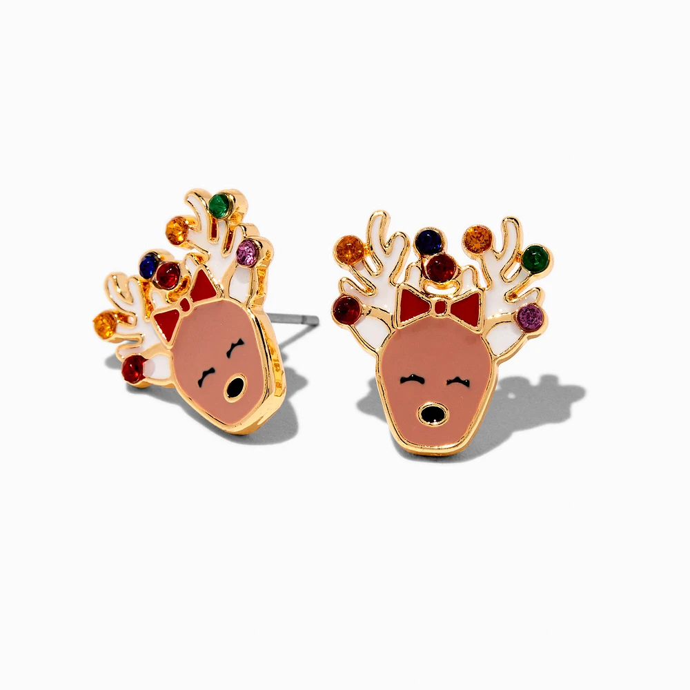 Reindeer Rhinestone Stud Earrings