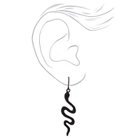 Black Embellished Snake Drop Earrings