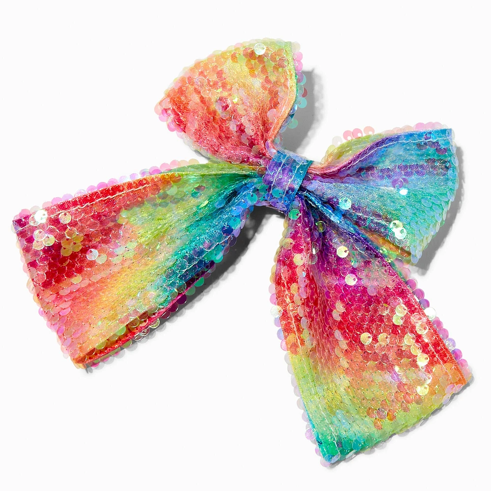 Claire's Club Rainbow Sequin Hair Bow Clip