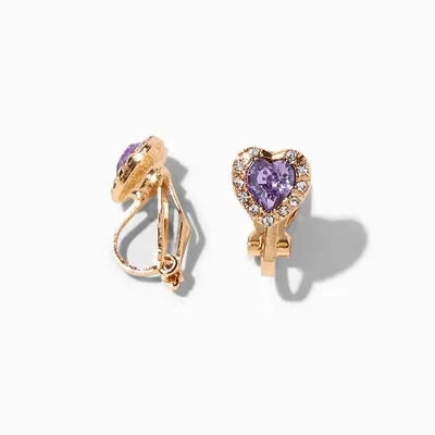 Purple Heart Halo Clip-On Stud Earrings